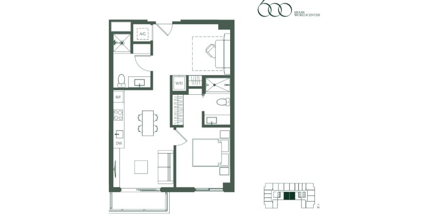 Property floor plan «Apartment», 1 bedroom in 600 MIami Worldcenter