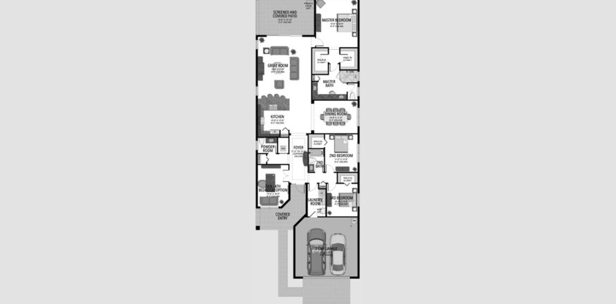 Планировка таунхауса «290SQM TRIBECA» 3 спальни в ЖК VALENCIA WALK AT RIVERLAND