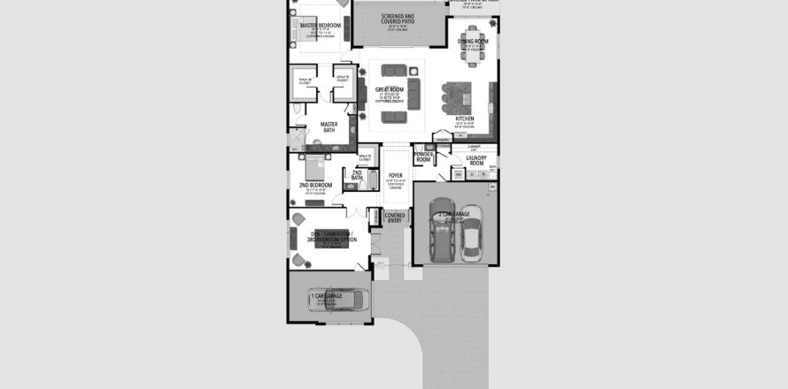 Планировка таунхауса «331SQM ELENA» 2 спальни в ЖК VALENCIA WALK AT RIVERLAND