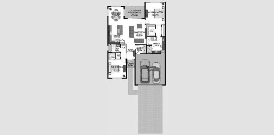 Планировка таунхауса «177SQM EGRET» 2 спальни в ЖК VALENCIA WALK AT RIVERLAND