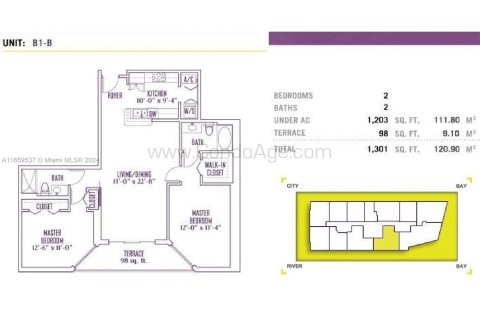 Condominio en venta en Miami, Florida, 2 dormitorios, 109.44 m2 № 1364212 - foto 19