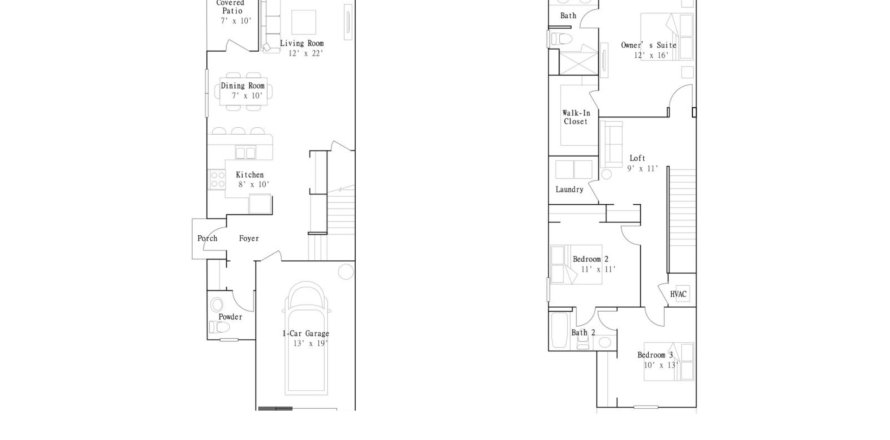 Townhouse floor plan «floor 30833 Veridian Way», 3 rooms in Townes at Veridian