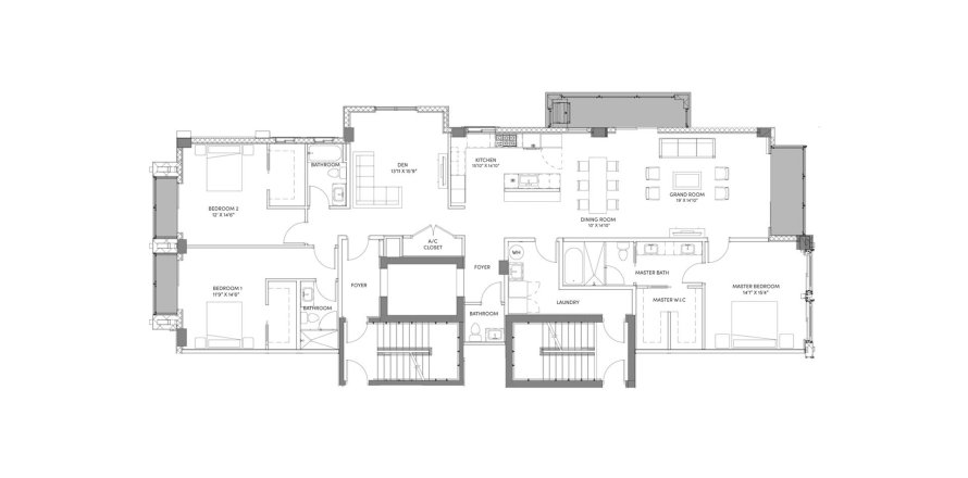 Планировка квартиры «229SQM 803» 3 спальни в ЖК ROYAL PALM RESIDENCES