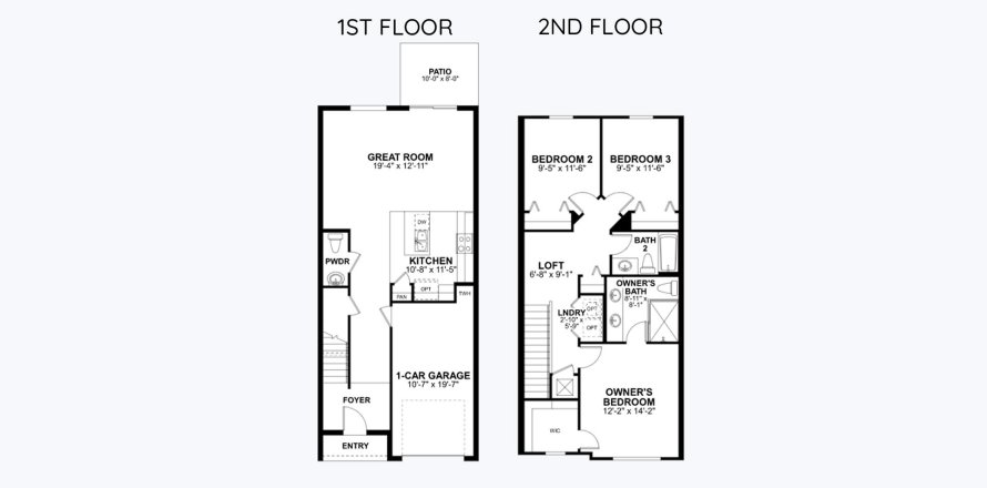 Townhouse floor plan «128SQM», 3 bedrooms in TOWNS AT LAKE MONROE COMMONS