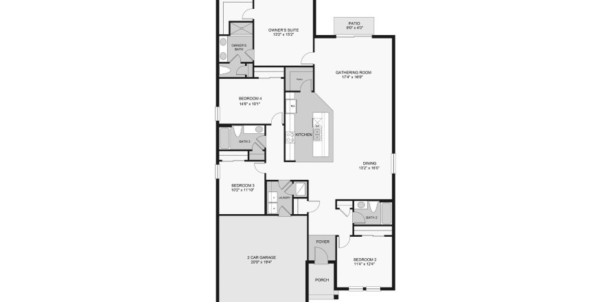Townhouse floor plan «196SQM MAGNOLIA», 4 bedrooms in SOUTHERN PINES