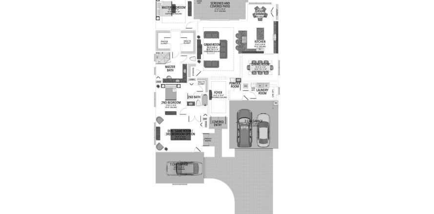 Планировка таунхауса «332SQM CAROLINE» 2 спальни в ЖК VALENCIA WALK AT RIVERLAND