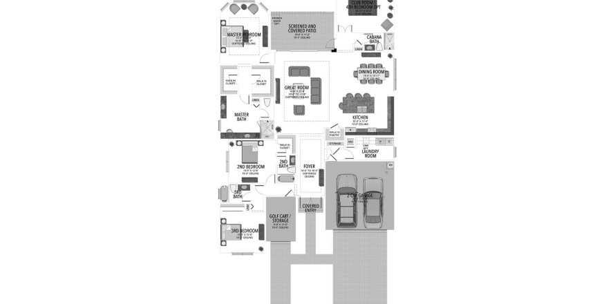 Планировка таунхауса «334SQM BIANCA» 3 спальни в ЖК VALENCIA WALK AT RIVERLAND