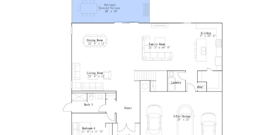 Планировка виллы или дома «House» 4 спальни в ЖК Crescent Ridge