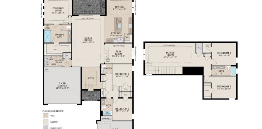 House floor plan «floor Egret 3 at Eagles Cove at Mirada», 5 rooms in Eagles Cove at Mirada by Biscayne Homes