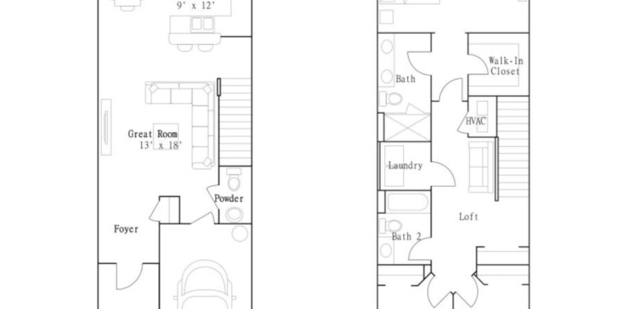 Townhouse floor plan «3R-1», 3 rooms in South Creek - The Townes