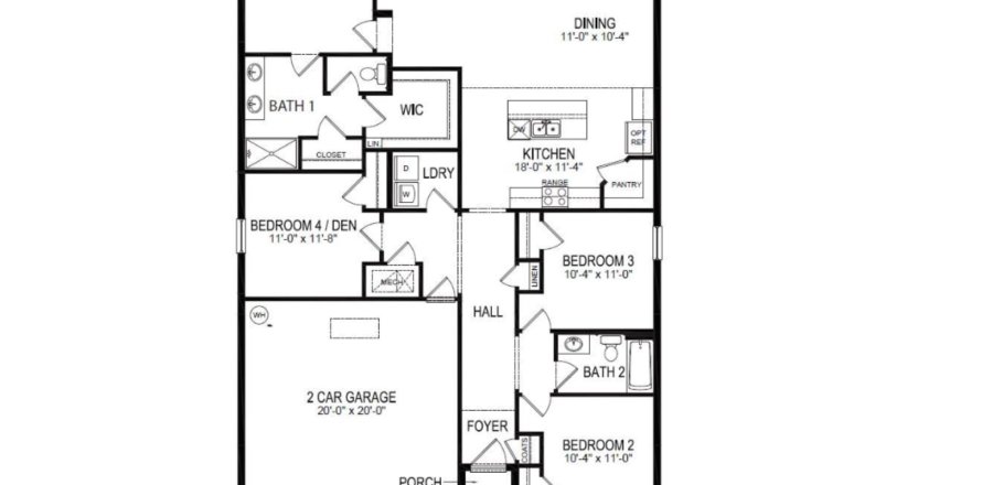 Планировка Виллы или дома «CALI» 4 комнаты в ЖК Astonia by D.R.Horton