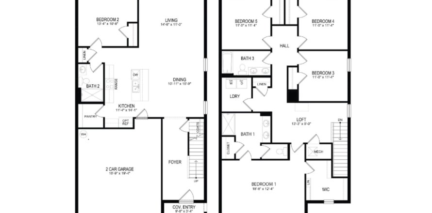Планировка Виллы или дома «ROBIE» 4 комнаты в ЖК Astonia by D.R.Horton