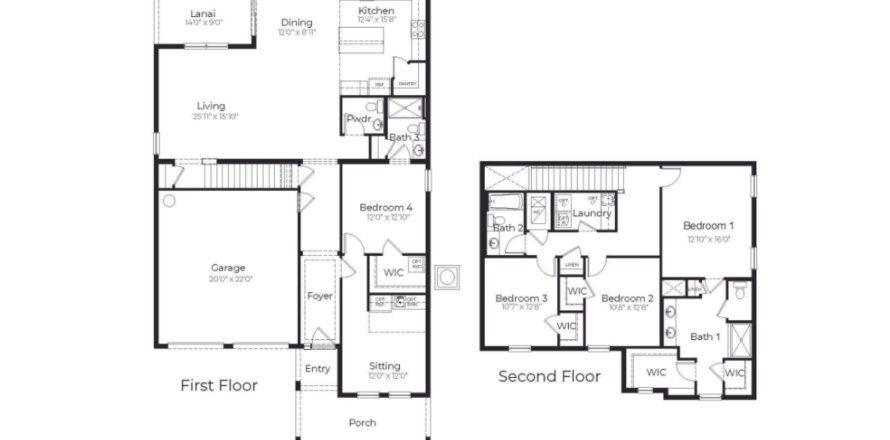 Планировка Виллы или дома «McGRAW» 4 комнаты в ЖК Astonia by D.R.Horton