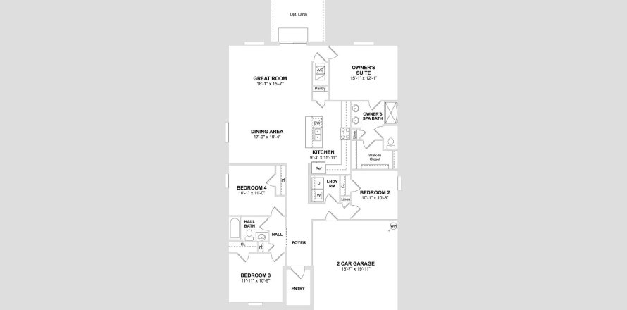 Планировка таунхауса «170SQM DUPONT» 4 спальни в ЖК ASPIRE AT PORT ST. LUCIE