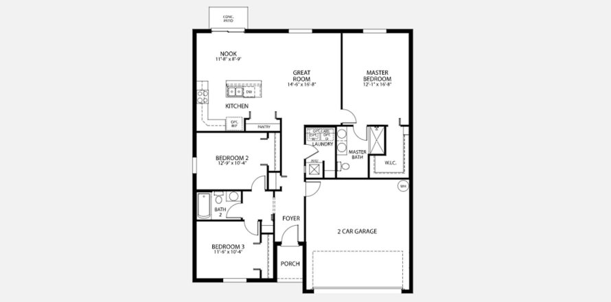 Townhouse floor plan «134SQM», 3 bedrooms in INVERNESS