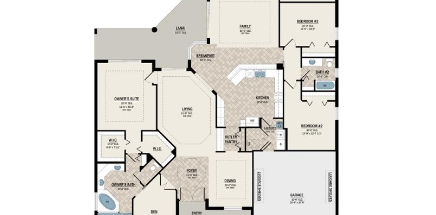 Планировка виллы или дома «House» 3 спальни в ЖК Hampton Lakes by Medallion Home