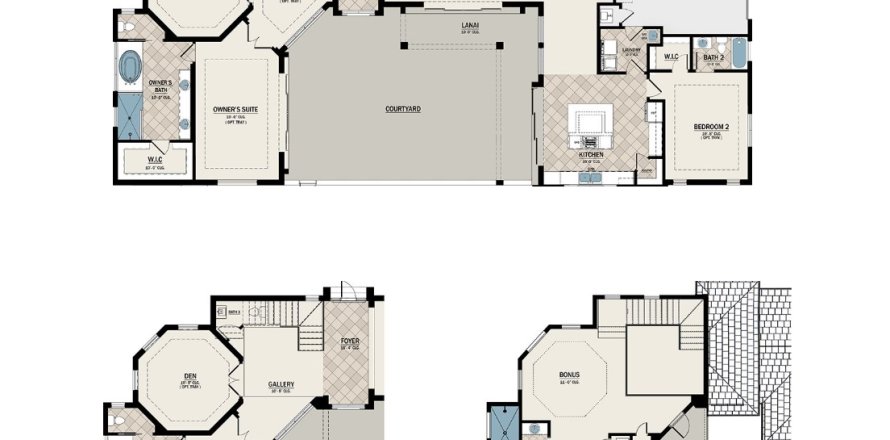 Планировка виллы или дома «House» 3 спальни в ЖК Aqua by Medallion Home