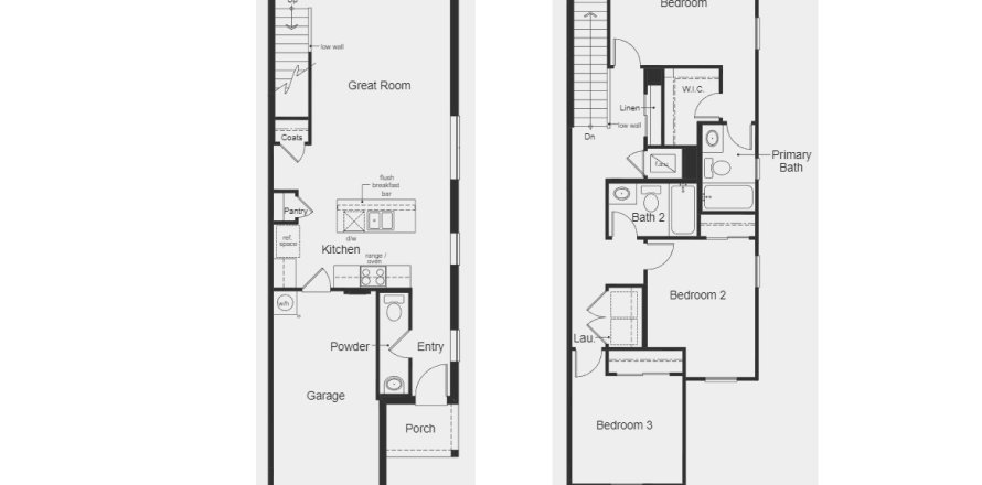 Планировка Таунхауса «floor 1434 at Mirabella Townhomes» 3 комнаты в ЖК Mirabella Townhomes