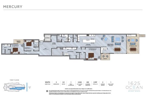 Купить кондоминиум в Делрей-Бич, Флорида 3 спальни, 310.67м2, № 1185448 - фото 1