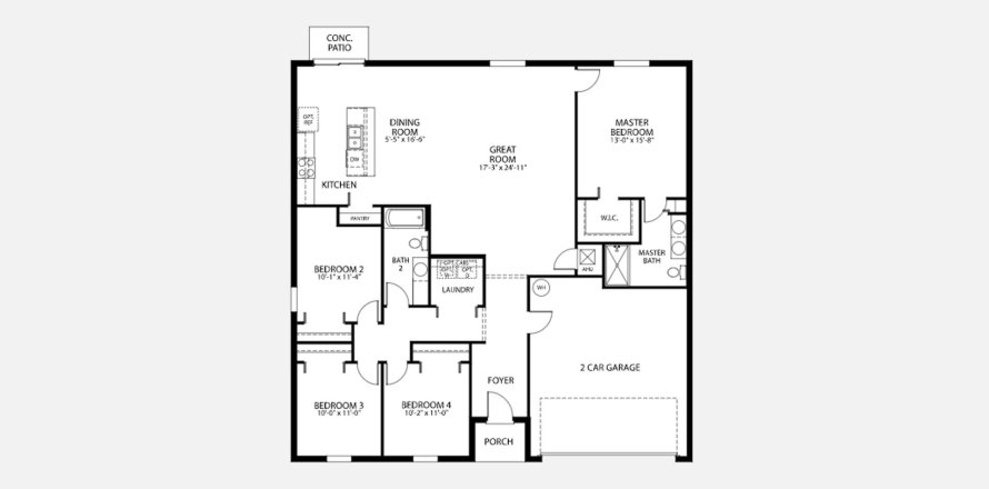Townhouse floor plan «173SQM», 4 bedrooms in POINCIANA