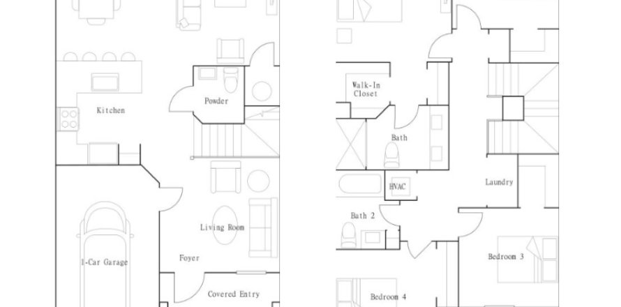 Планировка таунхауса «Townhouse» 4 спальни в ЖК Sunset Trails