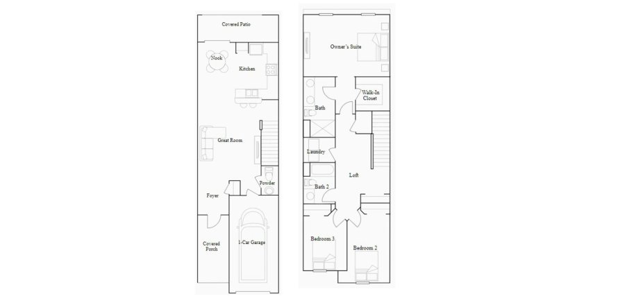 Townhouse floor plan «151SQM», 3 bedrooms in ABBOTT SQUARE