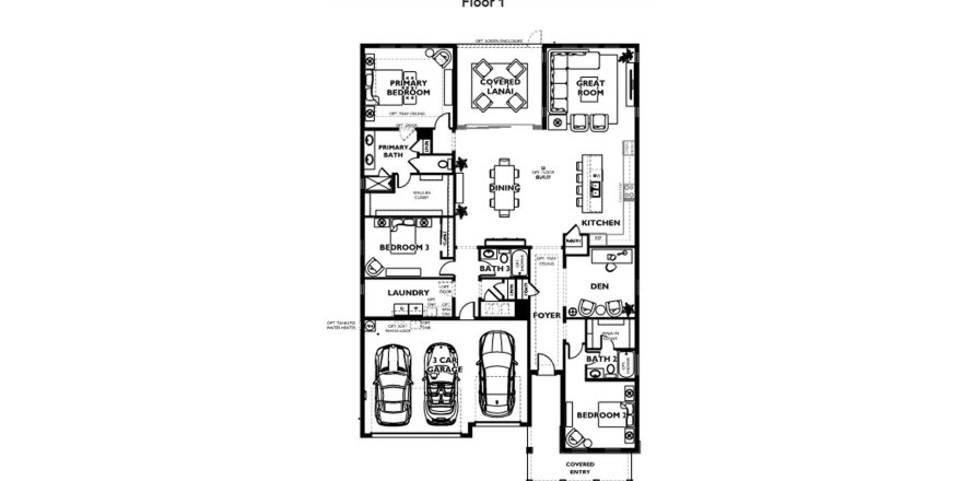 Townhouse floor plan «245SQM», 3 bedrooms in OCALA PRESERVE