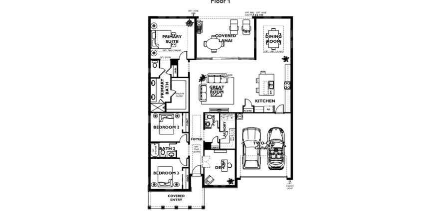Townhouse floor plan «201SQM», 3 bedrooms in OCALA PRESERVE