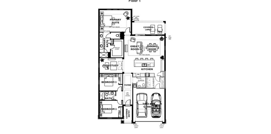 Townhouse floor plan «173SQM», 3 bedrooms in OCALA PRESERVE