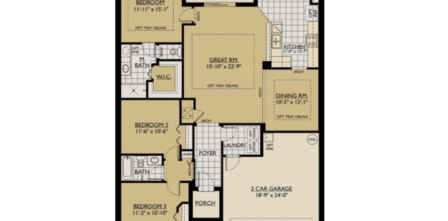 Планировка объекта «House» 3 спальни в ЖК Emerald Acres