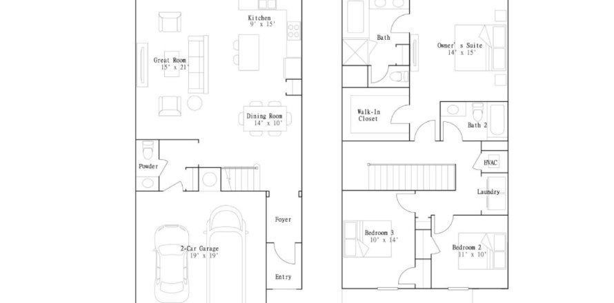 Планировка Таунхауса «256 NINE IRON DRIVE» 3 комнаты в ЖК Champions Pointe - Champions Pointe Townhomes II