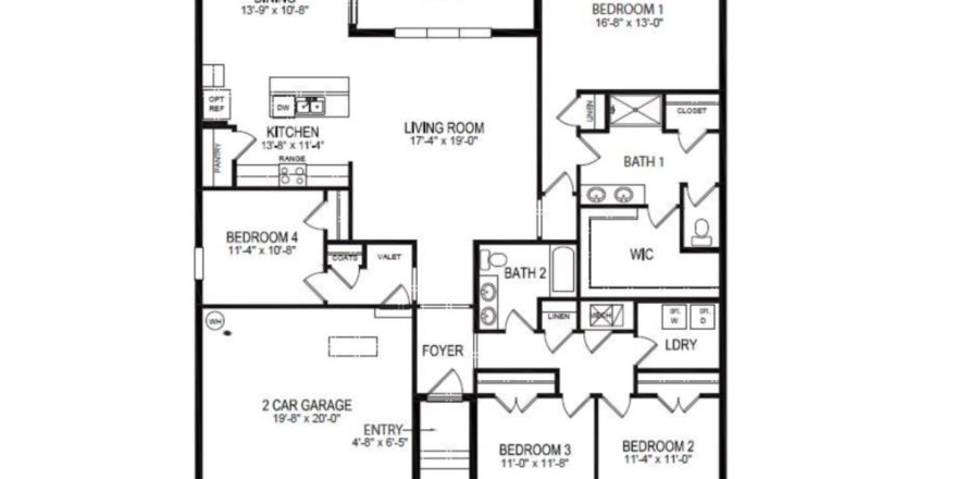 Планировка Виллы или дома «floor 624 Auburn Grove Terrace» 4 комнаты в ЖК Auburn Grove by D.R. Horton