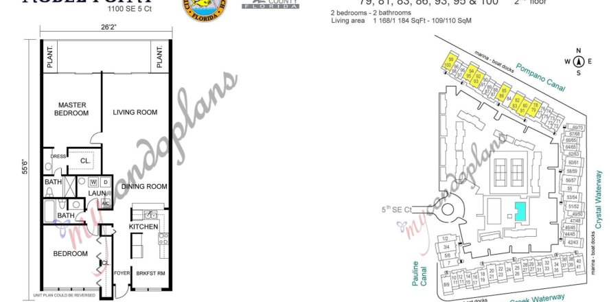 Condominio en Pompano Beach, Florida, 2 dormitorios  № 1151769