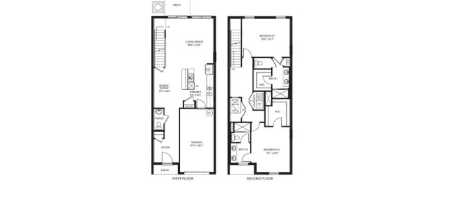 Townhouse floor plan «Townhouse», 2 bedrooms in Bella Oaks