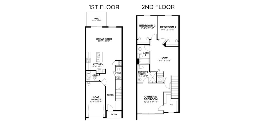 Townhouse floor plan «145SQM», 3 bedrooms in TOWNS AT LAKE MONROE COMMONS