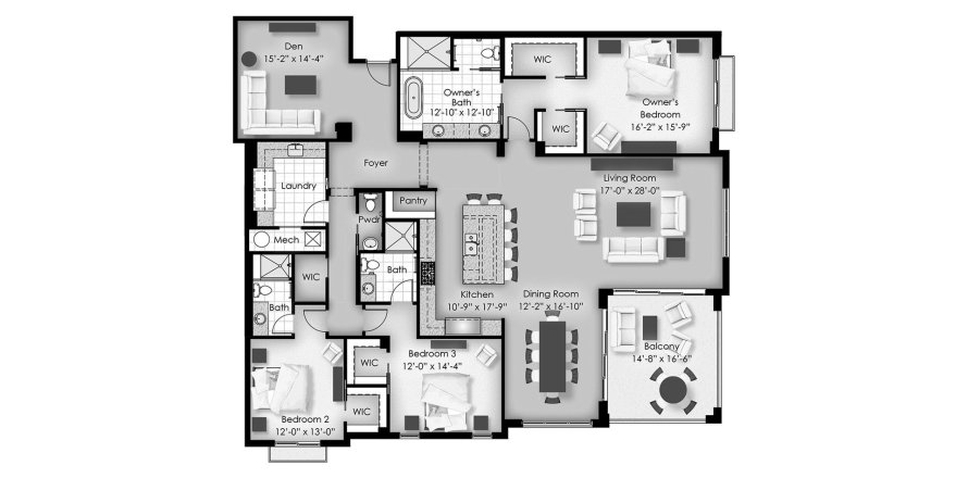 Apartment in QUATTRO AT NAPLES SQUARE in Naples, Florida 3 bedrooms, 296 sq.m. № 73120