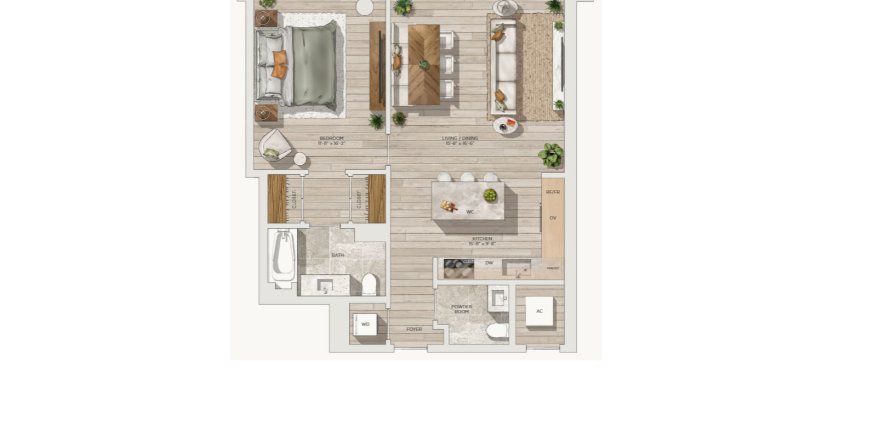 Apartment floor plan «Residence», 1 bedroom in The well