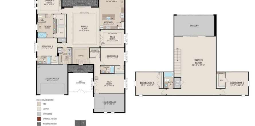 Планировка Виллы или дома «floor Sabal 3» 5 комнат в ЖК Robins Cove at Epperson by Biscayne Homes