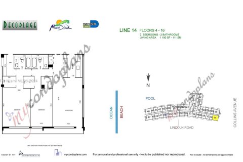 Купить кондоминиум в Майами-Бич, Флорида 2 спальни, 110.55м2, № 1399469 - фото 2