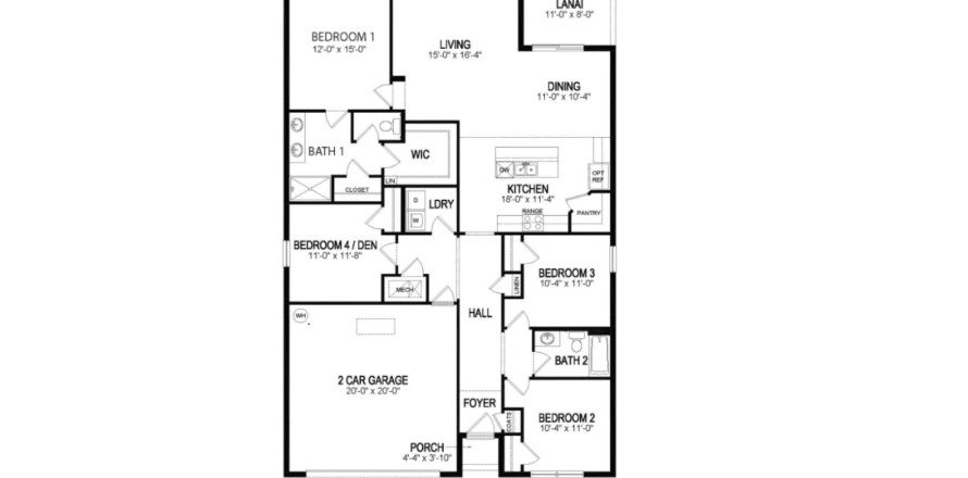 House floor plan «floor CALI at Eden Hills», 4 rooms in Eden Hills by D.R. Horton