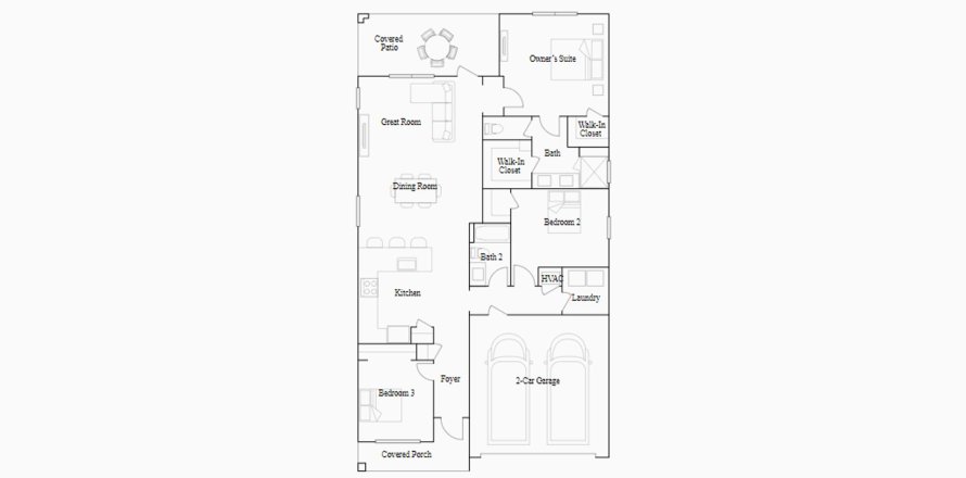 Планировка таунхауса «150SQM JACARANDA» 3 спальни в ЖК BRIDGEWATER AT VIERA