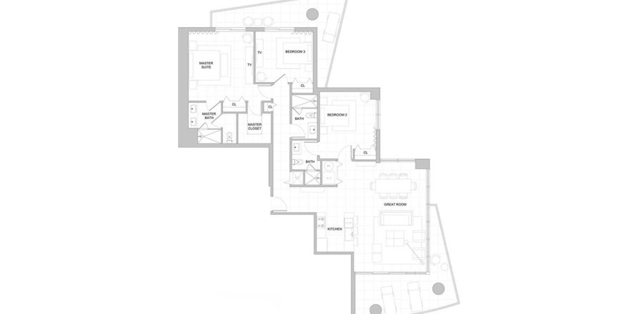 Apartment floor plan «3BR 154SQM», 3 bedrooms in THE IVY