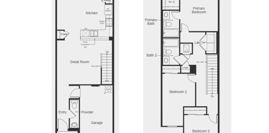 Townhouse floor plan «floor-1371-at-mirabella-townhomes», 3 rooms in Mirabella Townhomes