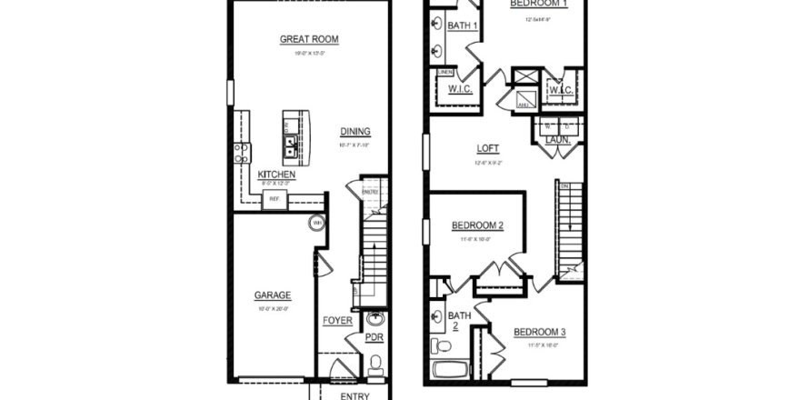 Townhouse floor plan «Townhouse», 3 bedrooms in Woodleaf Hammock at Lakewood Ranch