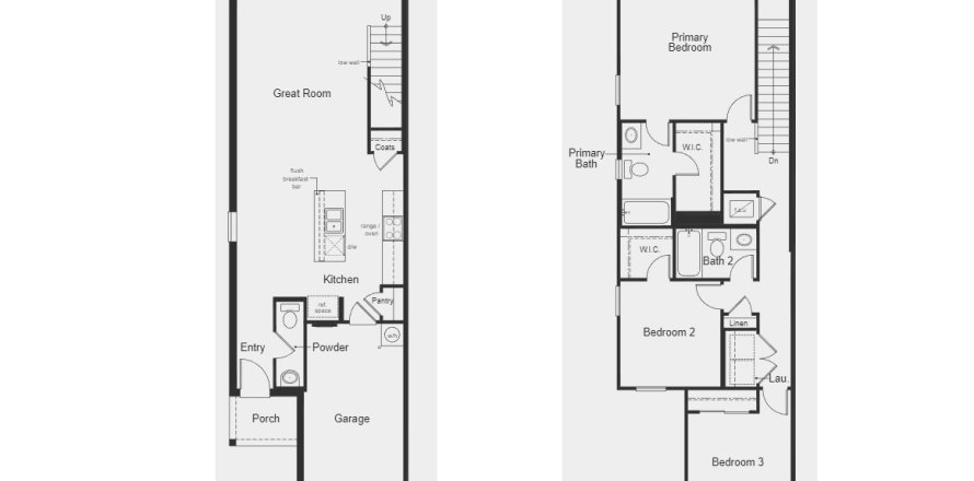 Планировка Таунхауса «floor 1505 at Mirabella Townhomes» 3 комнаты в ЖК Mirabella Townhomes